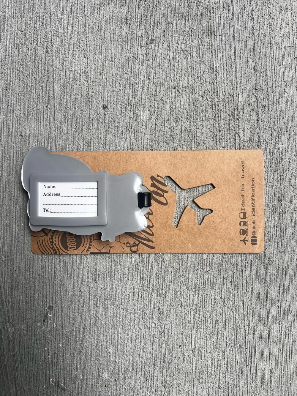 Cat Luggage Tag - Gray Tabby Cat with Blue Bow